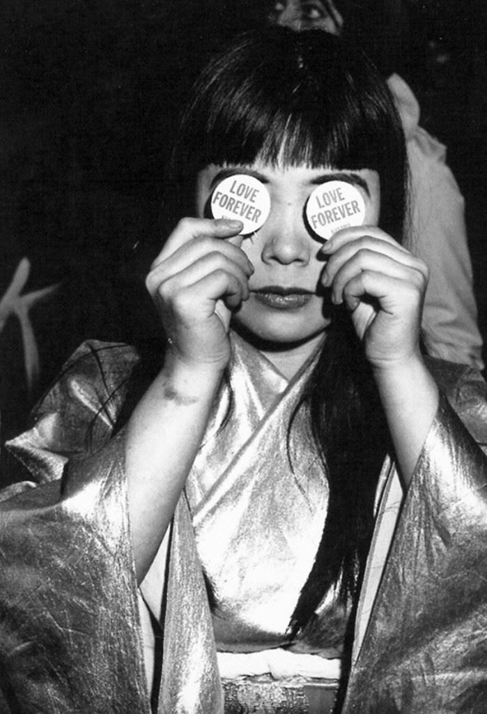 The artist at Kusama's Peep Show exhibition at the Castellane Gallery, New York, 1966. Image courtesy Ota Fine Arts Tokyo © Copyright Yayoi Kusama, Yayoi Kusama Studio Inc.