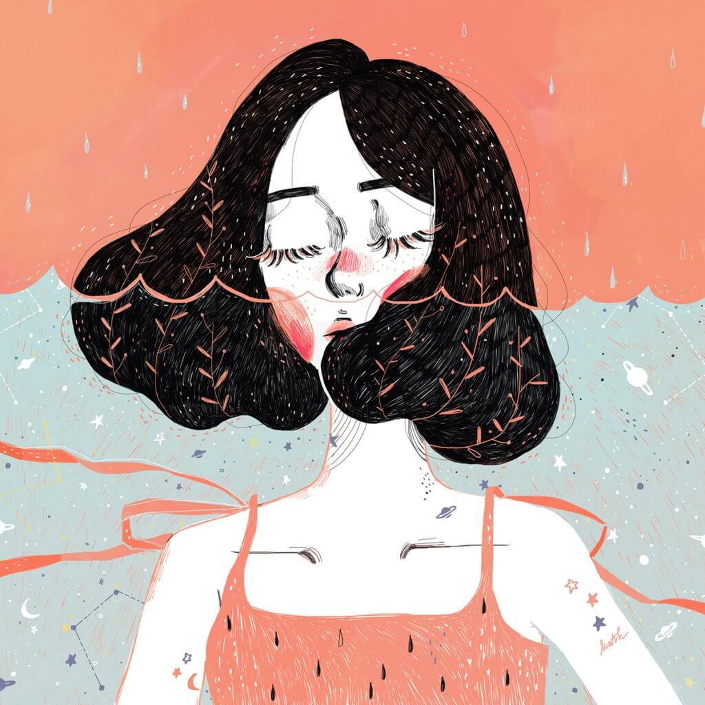 印尼少女療癒插畫