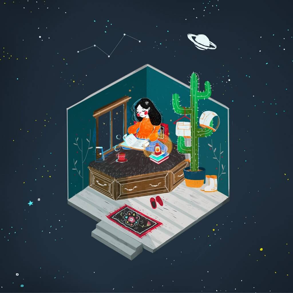 印尼少女療癒插畫