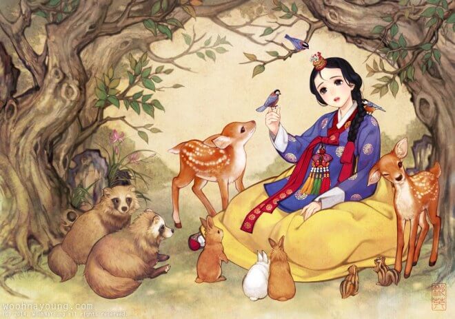 Nayoung Wooh,迪士尼,童話,插畫,韓國,韓國傳統服飾,宮廷,韓國古裝,動漫,動畫