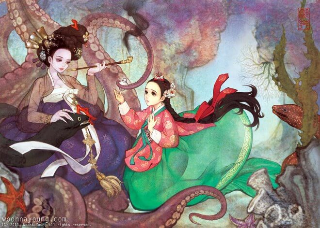 Nayoung Wooh,迪士尼,童話,插畫,韓國,韓國傳統服飾,宮廷,韓國古裝,動漫,動畫
