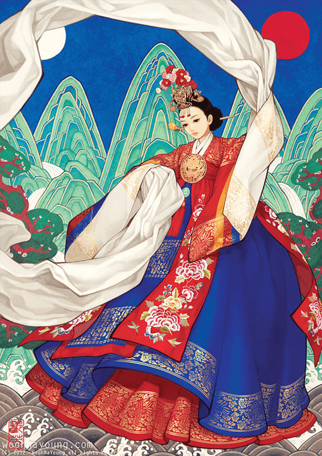 Nayoung Wooh,迪士尼,童話,插畫,韓國,韓國傳統服飾,宮廷,韓國古裝,動漫,動畫