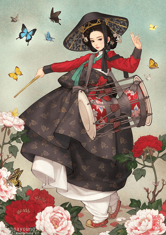 Nayoung Wooh,迪士尼,童話,插畫,韓國,韓國傳統服飾,宮廷,韓國古裝,動漫,動畫