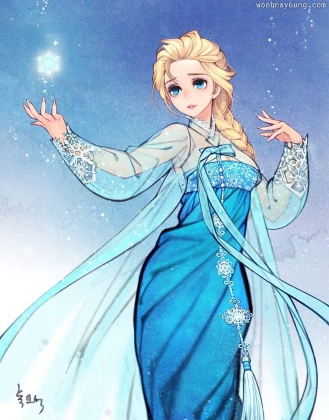 Nayoung Wooh,迪士尼,童話,插畫,韓國,韓國傳統服飾,宮廷,韓國古裝,動漫,動畫