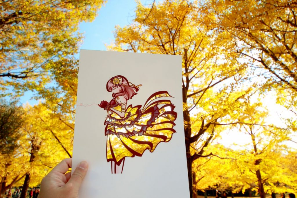 剪紙,和服,自然風景,鏤空,四季,色彩,攝影,藝術,城市美學新態度