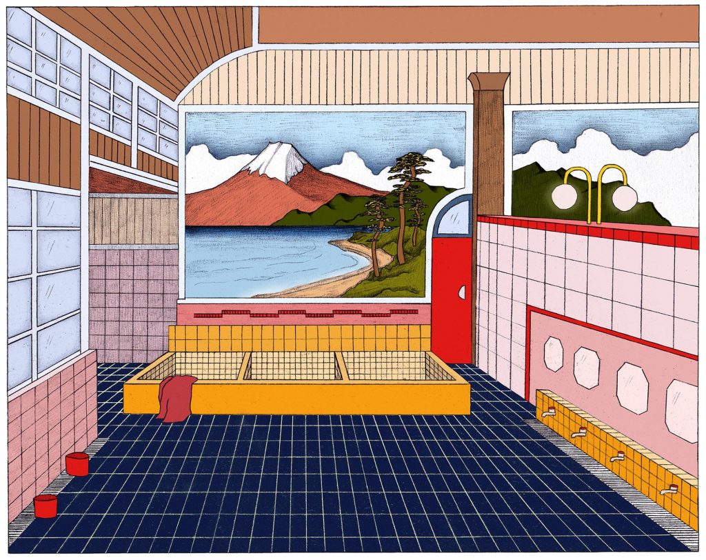 荷蘭鹿特丹插畫家,Maaike Canne,文化差異性,現代主,modernist,世紀中期現代主義,mid-century,公共澡堂,せんとう,銭湯,孤獨死,こどくし